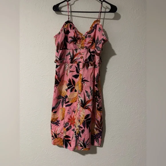 Farm Rio Sleeveless Pink Pineapple Mini Dress Size L - Picture 2 of 8